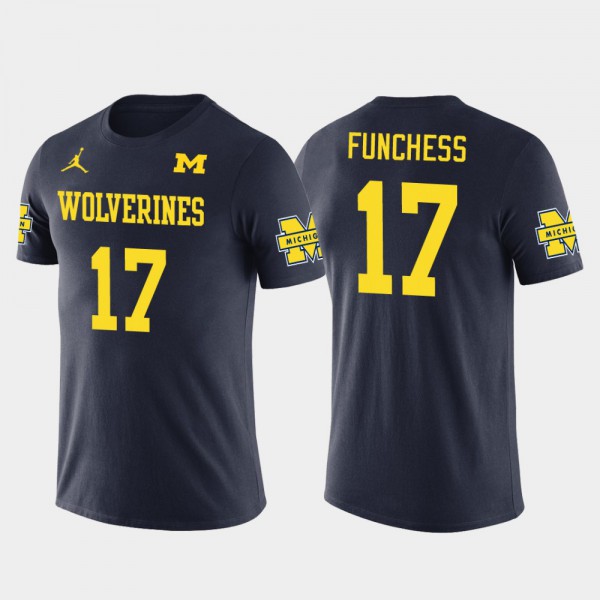 Michigan #17 For Men's Devin Funchess T-Shirt Navy Carolina Panthers Football Future Stars University