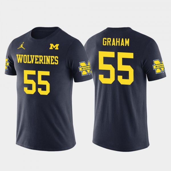 Michigan #55 Men's Brandon Graham T-Shirt Navy NCAA Philadelphia Eagles Football Future Stars
