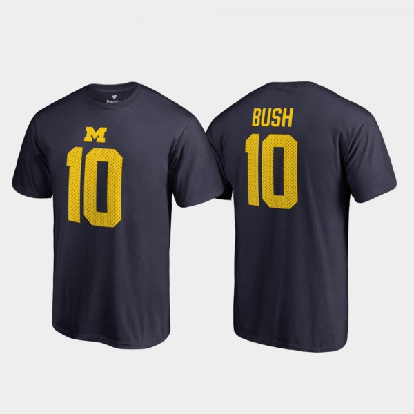 Michigan Wolverines #10 Men's Devin Bush T-Shirt Navy Name & Number College Legends College