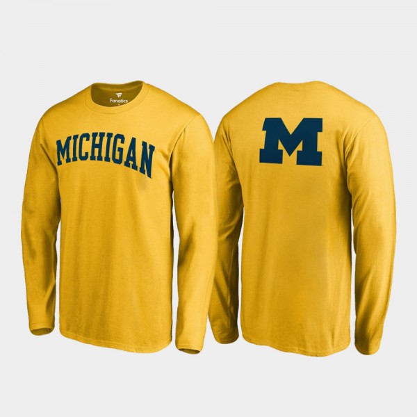 Michigan Wolverines Men T-Shirt Gold Long Sleeve Primetime Official