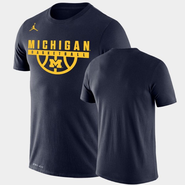 University of Michigan For Men T-Shirt Navy Performance Basketball Drop Legend Stitch