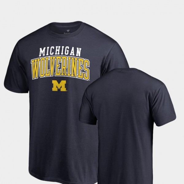 University of Michigan Mens T-Shirt Navy Square Up Embroidery