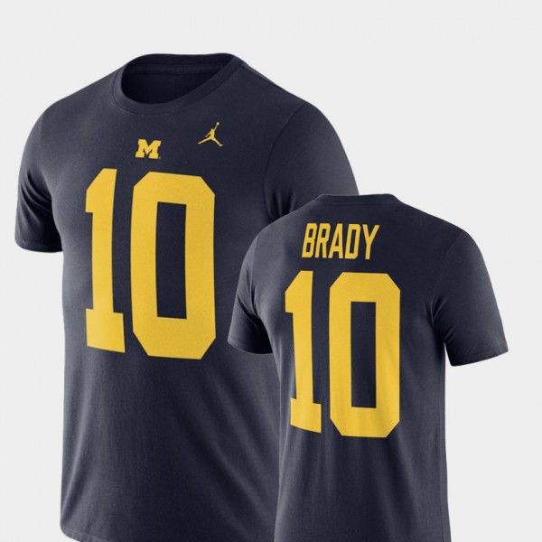 University of Michigan #10 Men Tom Brady T-Shirt Navy NCAA Jordan Football Performance