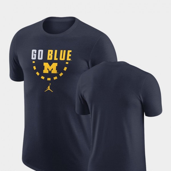 University of Michigan For Men's T-Shirt Navy Stitch Basketball Team