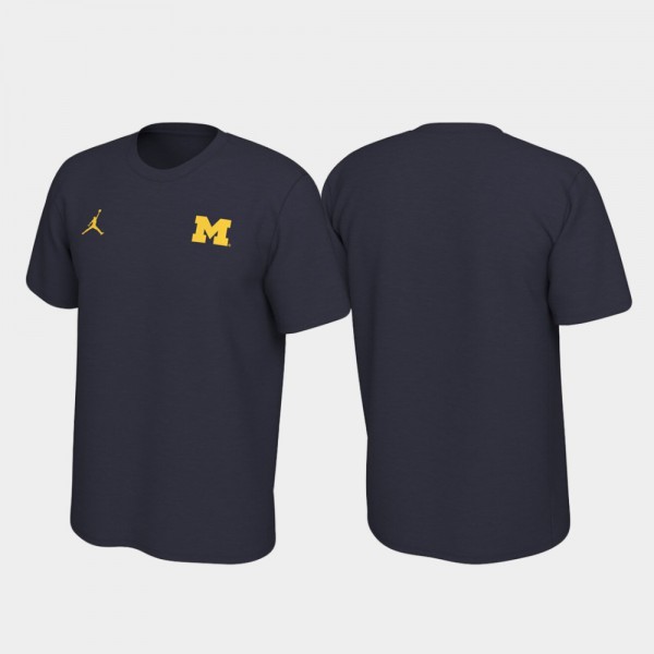 University of Michigan For Men's T-Shirt Navy Stitched Legend Left Chest Logo