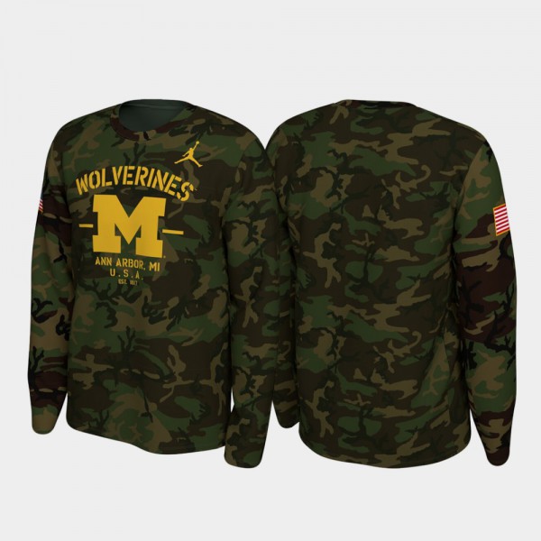 Michigan Wolverines For Men T-Shirt Camo Alumni Legend Long Sleeve 2019 Veterans Day