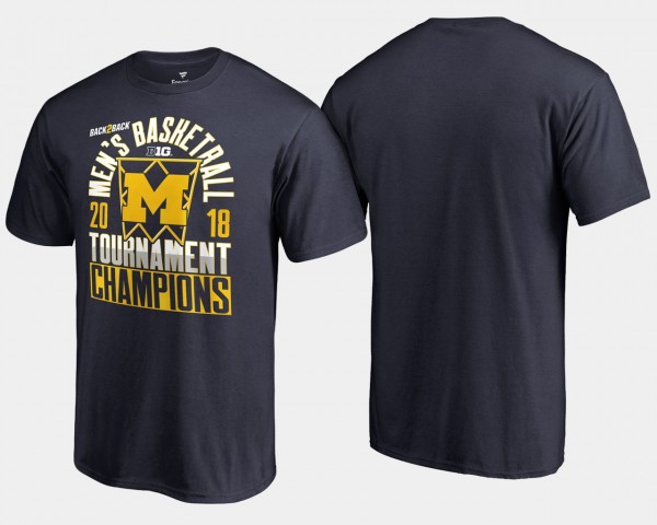 Michigan Wolverines Men's T-Shirt Navy Player Basketball Conference Tournament 2018 Big Ten Champions