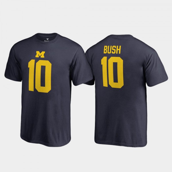 Michigan #10 For Kids Devin Bush T-Shirt Navy Name & Number College Legends Stitched
