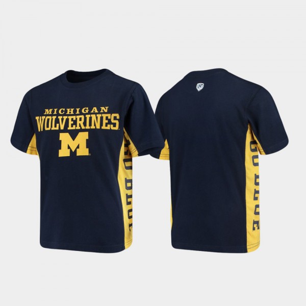 University of Michigan Youth(Kids) T-Shirt Navy Side Bar University