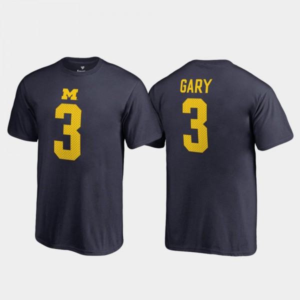Michigan Wolverines #3 Youth Rashan Gary T-Shirt Navy Name & Number College Legends Embroidery